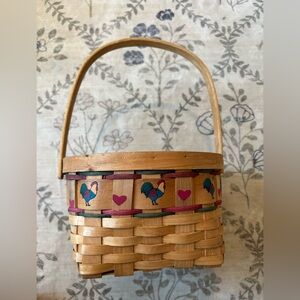 Handcrafted Woven Basket with Rooster Design